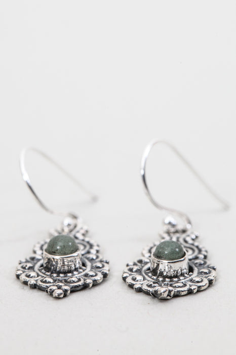 Silver earring green aventurine