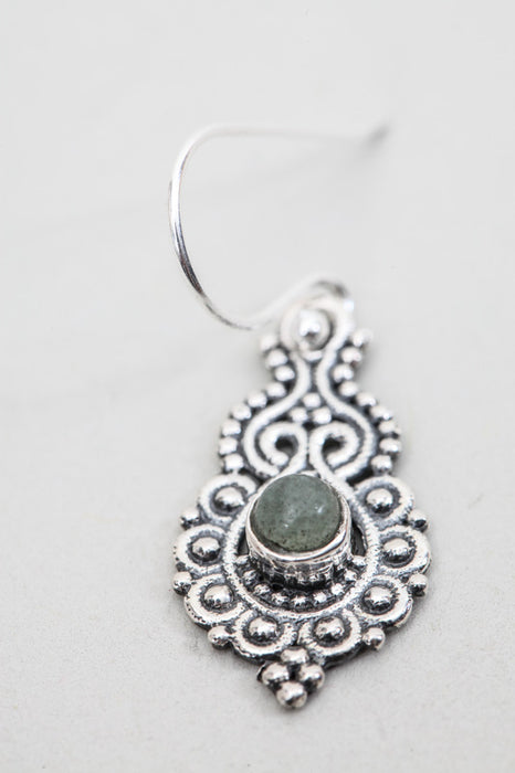 Silver earring green aventurine