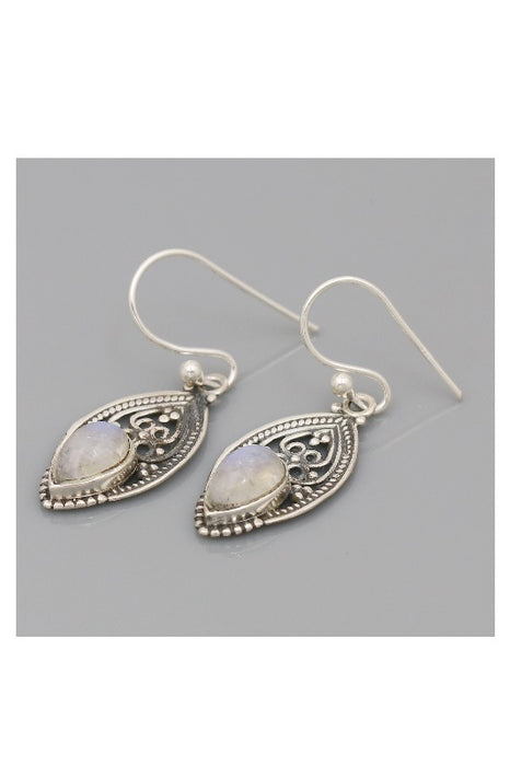 Silver earring rainbow moonstone