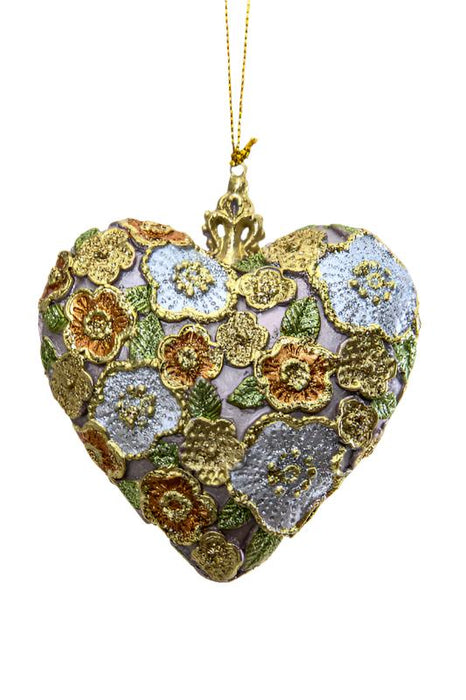 Pendant "Heart with crown floral pattern" pink