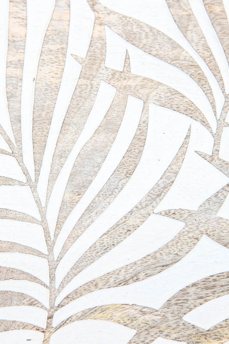 Box mango wood palm leaves white washed 21.5x14 cm