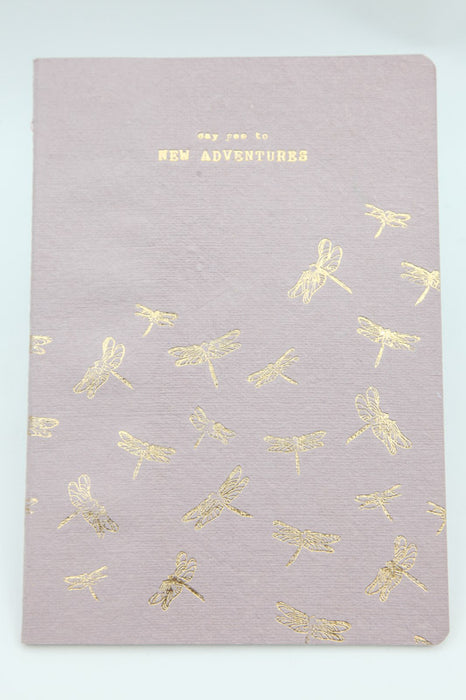 Notebook "SAY YES TO NEW ADVENTURES" purple decorated dragonflies 21 x 15 cm