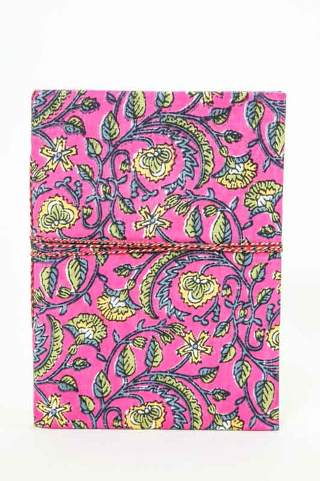 Notebook handmade flowers pink/yellow/grey