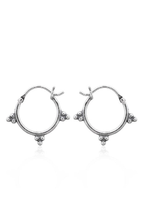 Silver earring creole decorated