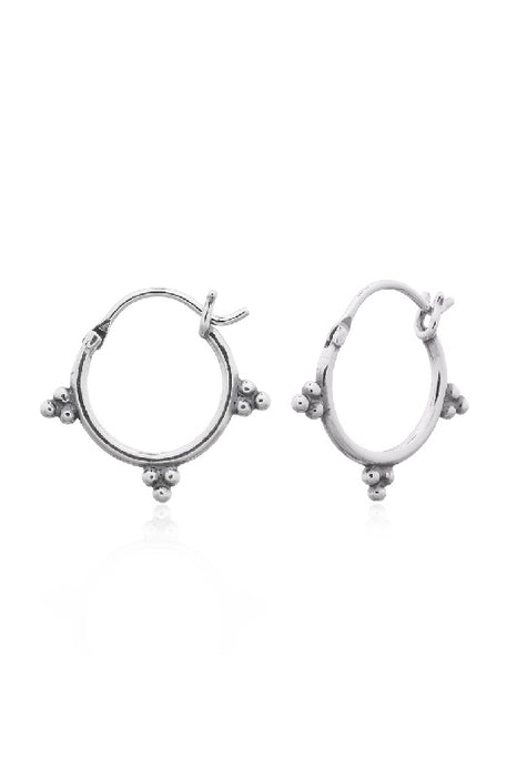 Silver earring creole decorated