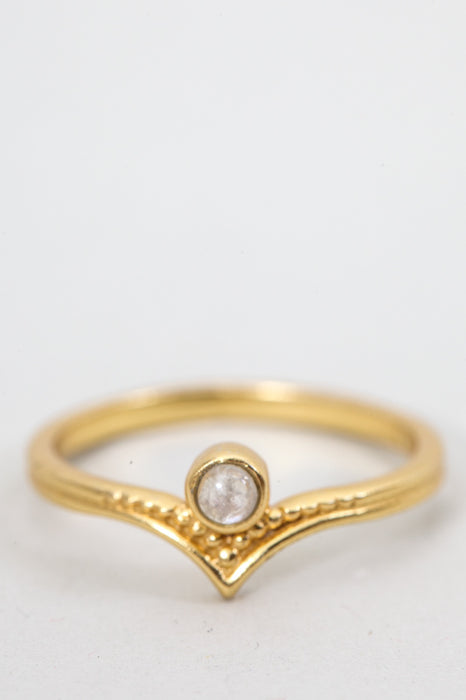 Ring brass gold plated moonstone