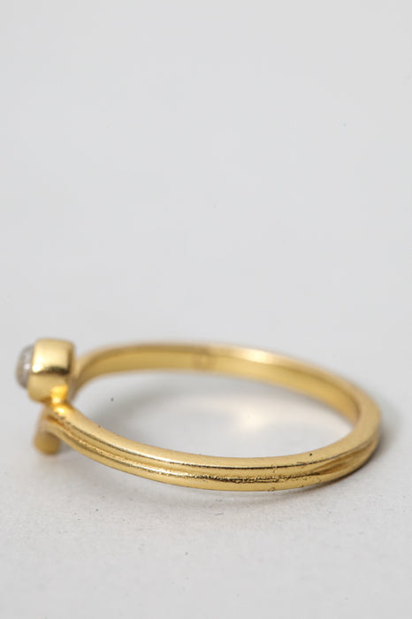 Ring brass gold plated moonstone