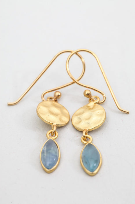 Earring brass gold plated apatite