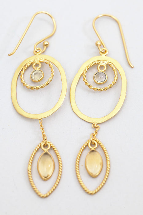 Earring brass gold plated citrine