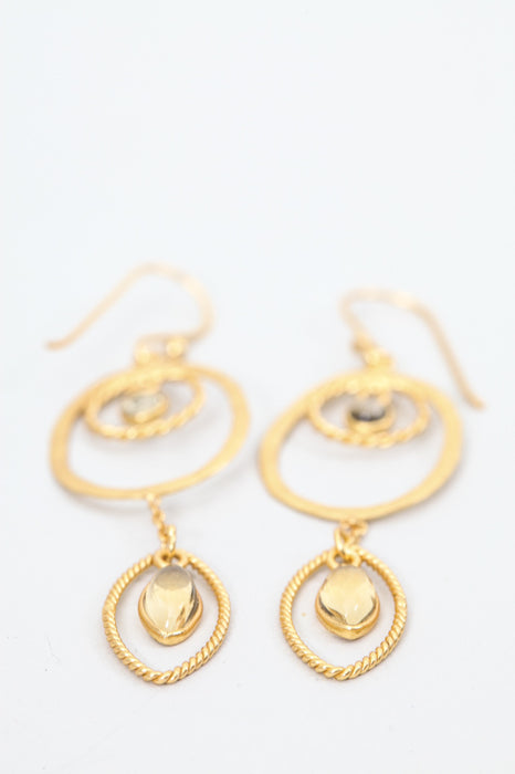 Earring brass gold plated citrine