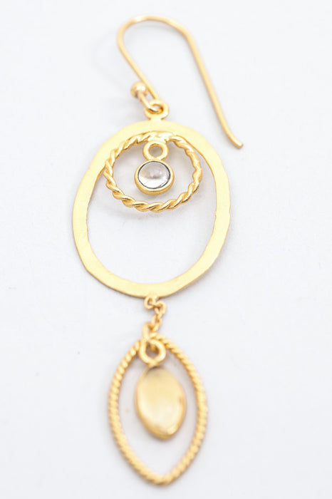 Earring brass gold plated citrine