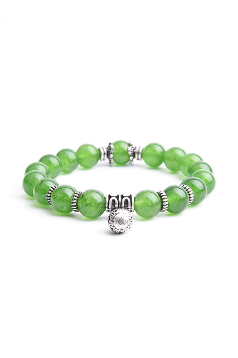 Bracelet 10mm jade vert, 19 cm