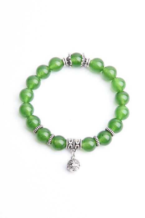 Bracelet 10mm jade vert, 19 cm