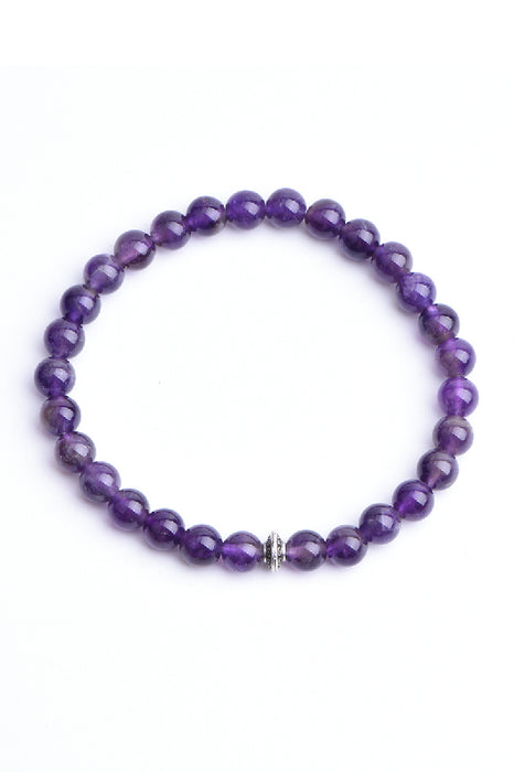 Bracelet 6mm Amethyst, 18 cm