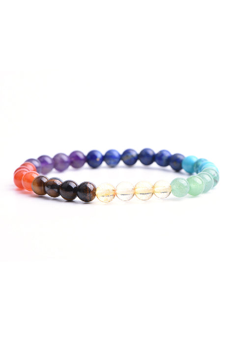 Bracelet 6mm 7 pierres chakras, 18 cm