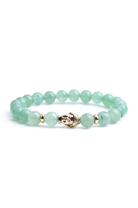 Bracelet 8mm aventurine verte avec tête de Bouddha, 19 cm