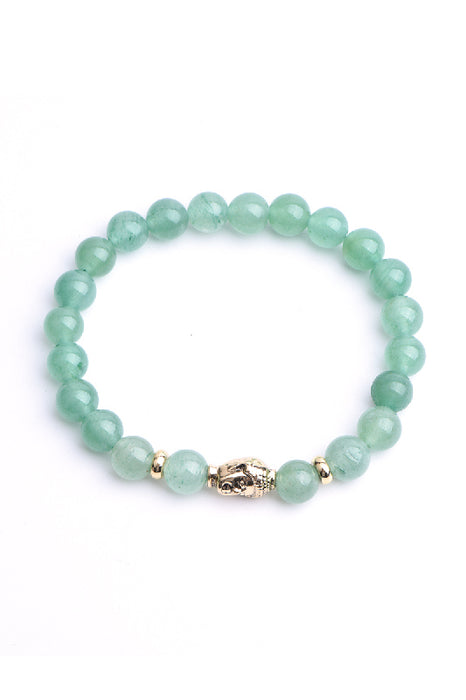 Bracelet 8mm aventurine verte avec tête de Bouddha, 19 cm