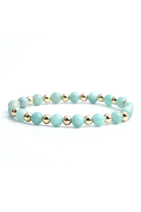 Bracelet 6mm Amazonite bleue, 18 cm