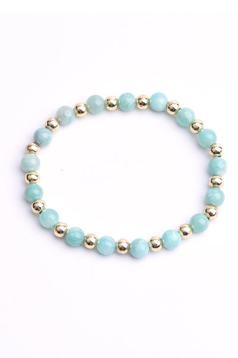 Bracelet 6mm Amazonite bleue, 18 cm