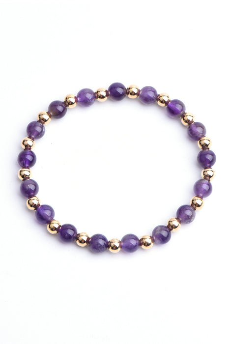 Bracelet 6mm Amethyst, 18 cm