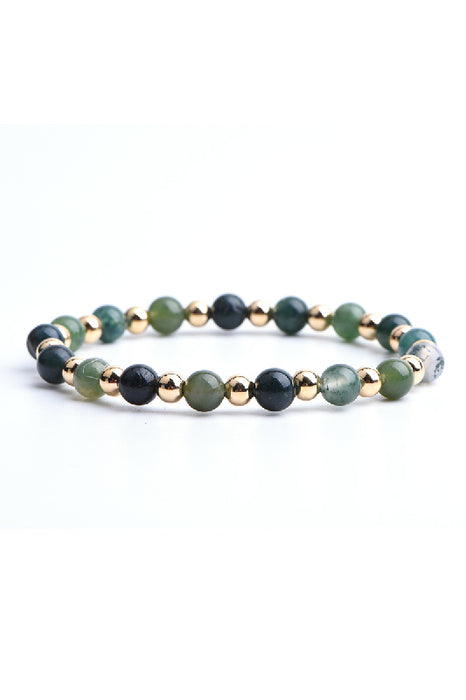 Bracelet 6mm moss agate, 18 cm