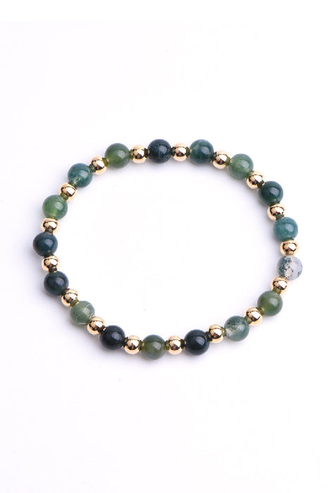 Bracelet 6mm moss agate, 18 cm