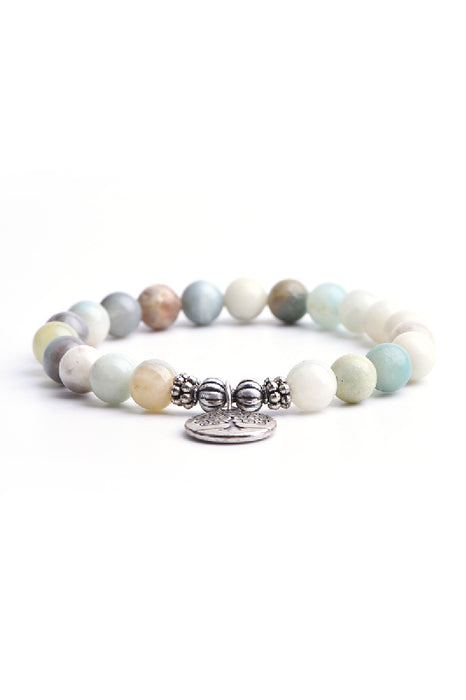 Bracelet 8mm matte amazonite with tree of life pendant, 19 cm