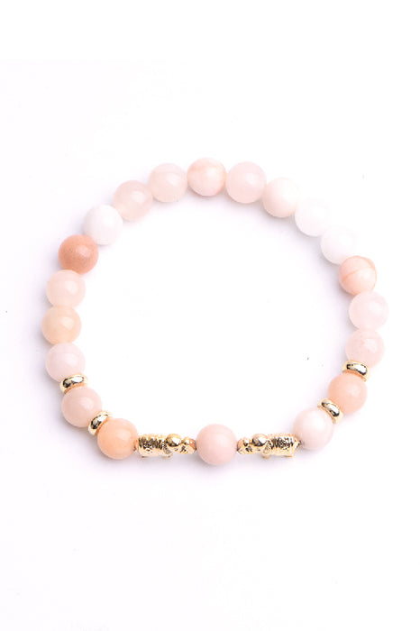 Bracelet 8mm pink aventurine with elephants, 19 cm