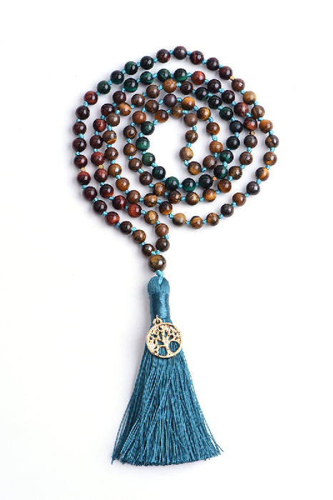 Mala necklace 6mm mixed tiger eye, 108 beads
