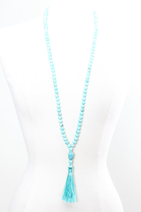 Mala necklace 8mm blue turquoise, 108 beads