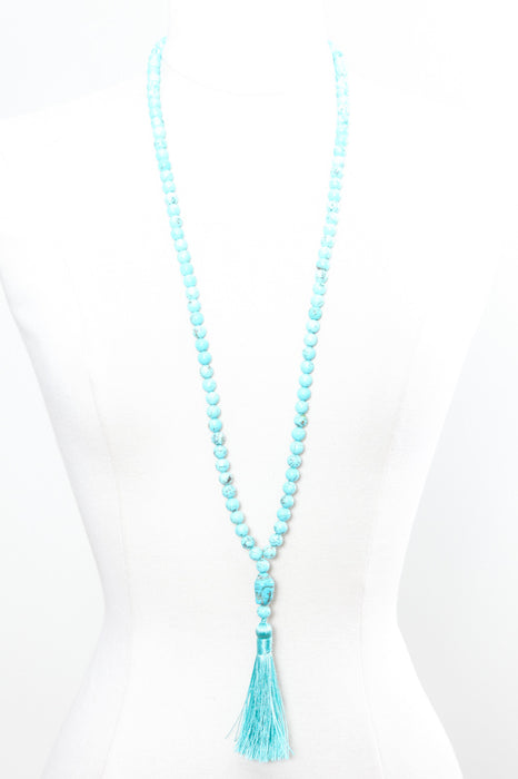 Mala necklace 8mm blue turquoise, 108 beads