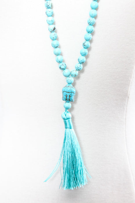 Mala necklace 8mm blue turquoise, 108 beads