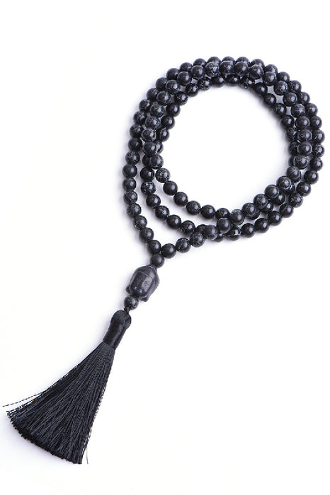 Mala necklace 8mm black turquoise, 108 beads