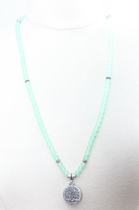 Mala necklace 6mm light green jade, 108 beads