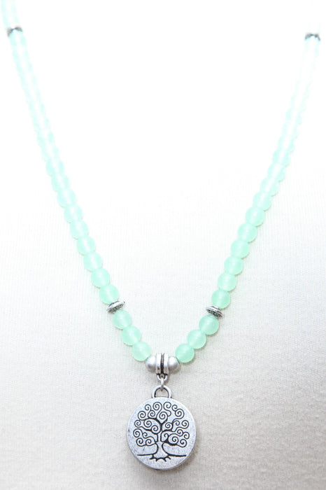 Mala necklace 6mm light green jade, 108 beads