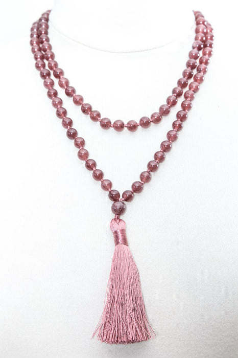 Mala necklace 8mm lepidolite, 108 beads