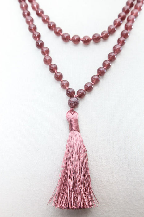 Mala necklace 8mm lepidolite, 108 beads