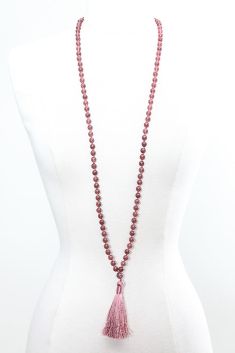 Mala necklace 8mm lepidolite, 108 beads