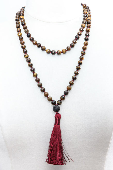 Mala necklace 8mm tiger eye, 108 beads