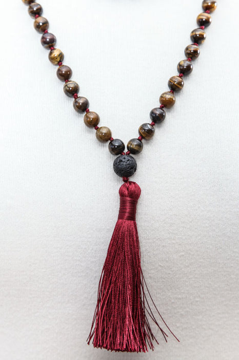 Mala necklace 8mm tiger eye, 108 beads