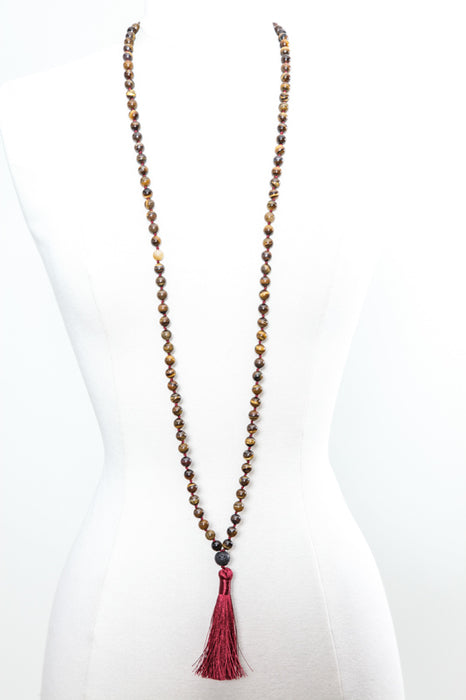 Mala necklace 8mm tiger eye, 108 beads