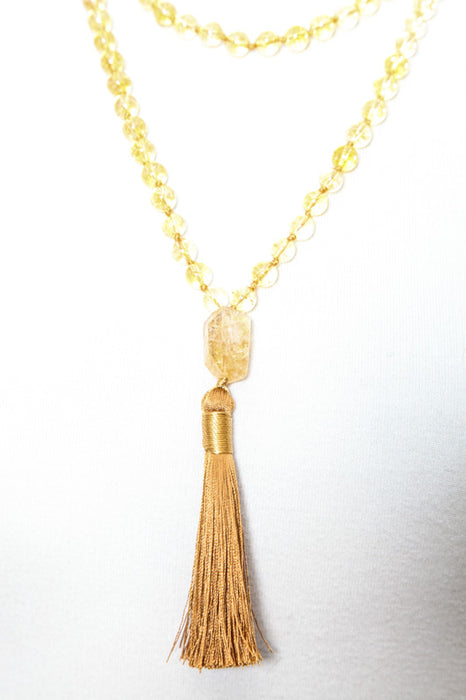 Collier Mala 8mm citrine, 108 perles