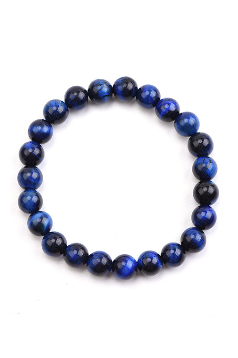 Bracelet 8mm oeil de tigre bleu, 19 cm