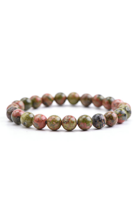 Bracelet unakite 8mm, 19 cm