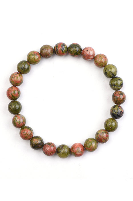 Bracelet unakite 8mm, 19 cm