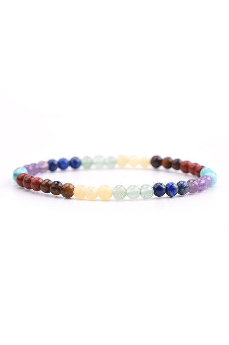 Bracelet 4mm 7 chakra stones, 18 cm