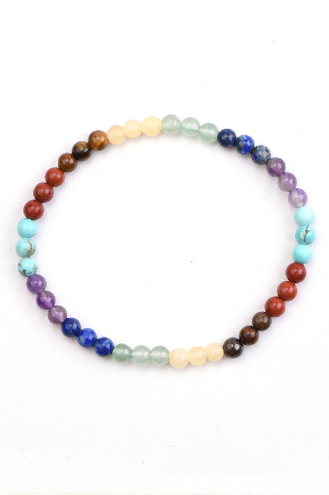 Bracelet 4mm 7 chakra stones, 18 cm