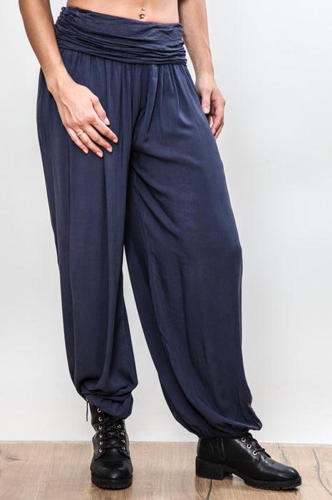 Harem pants viscose navy blue - One Size