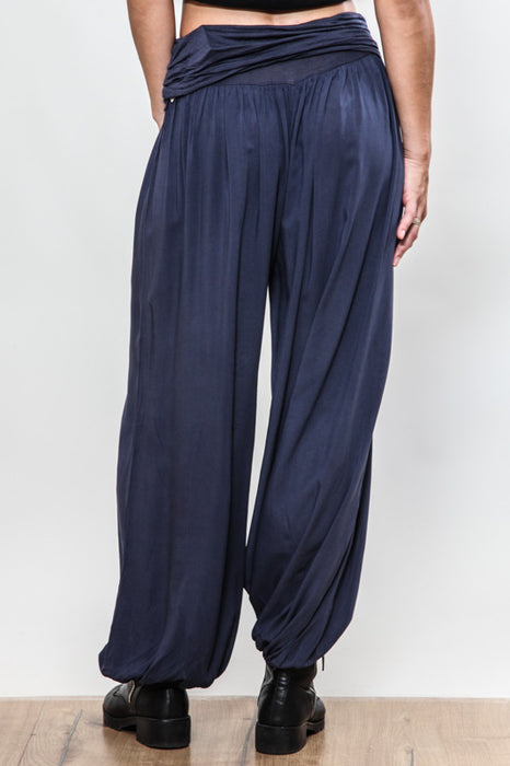 Harem pants viscose navy blue - One Size