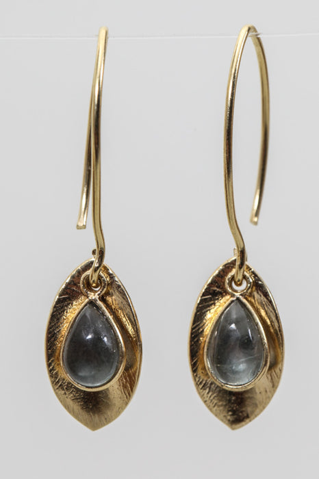 Ohrring Messing vergoldet Apatit 43x9mm